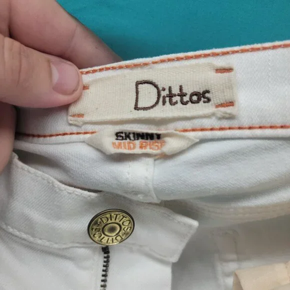 Dittos Womens White Skinny Mid Rise Jeans Size 25 - Picture 5 of 9